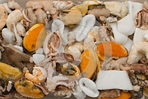 Frozen Chunks of Seafood or Sea Cocktail