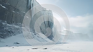 Frozen Cliff: A Photorealistic Rendering Of A Post-apocalyptic Arctic Landscape