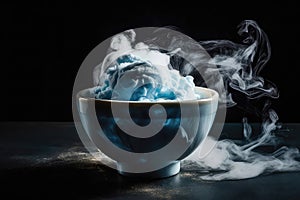 Frozen Clouds Of Nitrogen Gas Swirling Around An Ice Cream Cup. Generative AI