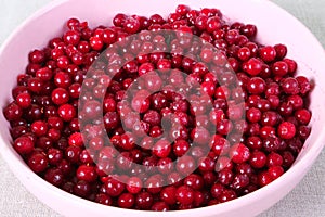 Frozen cranberry in a plate