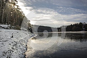 Frozen dam in the Czech Republic