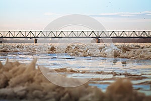 Frozen Danube river