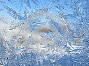 frozen decorative patterns on the window,