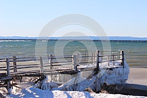 Frozen Dock in Winter photo