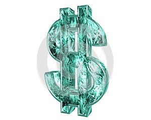 Frozen dollar symbol on a white background