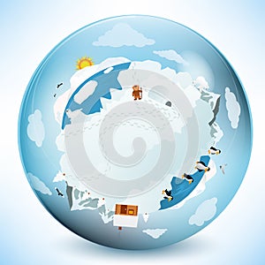 Frozen earth in the glass sphere