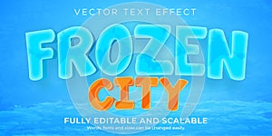 Frozen editable text effect, 3d snow text style
