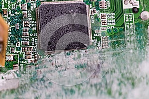 Frozen electonics board for pc in ice