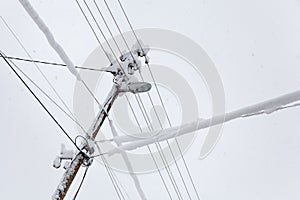 Frozen Electric Power Pole