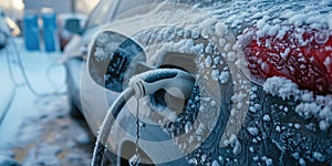 Frozen Electric Vehicle Charger Tools Employed To Capture The Image