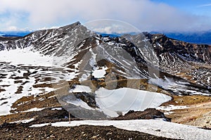 Frozen Emerald Lakes in the Tongariro National Park, New Zealand