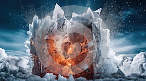 Frozen Explosion: A Captivating Display of an Exploding Ice Block