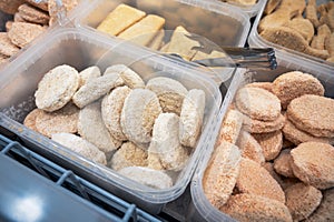 Frozen fish semifinished in fridge photo