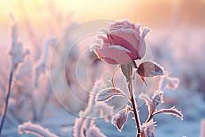 frozen flower in garden AI generated