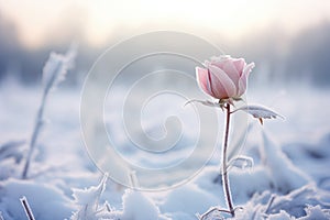 frozen flower in garden AI generated