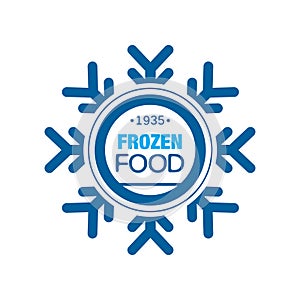 Frozen food since 1935, abstract label for freezing with snowflake vector Illustration