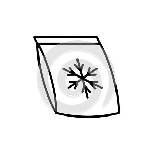 Frozen food bag icon. Plastic bag with snowflake symbol.
