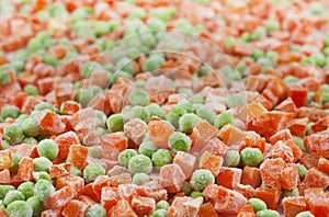 Frozen food carrots and peas