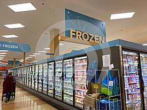 The Frozen Foods aisle of a Schnucks grocery store