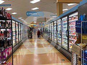 The Frozen Foods aisle of a Schnucks grocery store