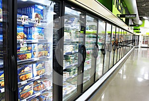 Frozen foods in supermarket