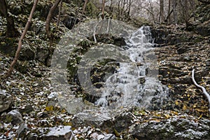 Frozen Forest Waterfall Autumn