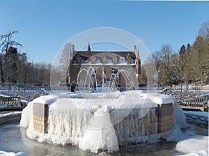 Frozen fountain at castle