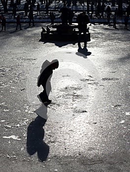 Frozen fountain children play silhouette