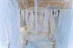 Frozen fountain in Villa Torlonia Park - Frascati, Rome, Italy