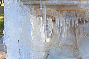 Frozen fountain in Villa Torlonia Park - Frascati, Rome, Italy