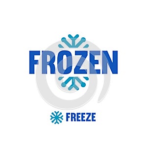 Frozen, freeze logo. Abstract vector snowflake logotype.