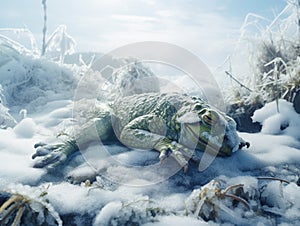 Frozen Frog in its Winter habitat