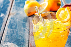 Frozen Fruit Granita Drink Made with Fresh Oranges