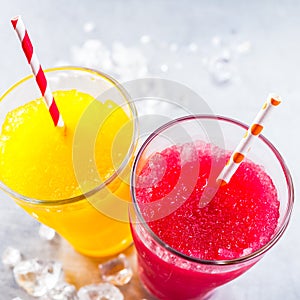 Frozen Fruit Slush Granitas with Drinking Straws