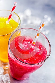 Frozen Fruit Slush Granitas with Drinking Straws