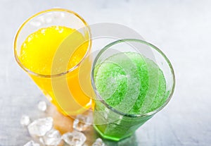 Frozen Fruit Slush Granitas in Glass Cups