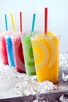 Frozen Fruit Slush Granitas in Plastic Cups