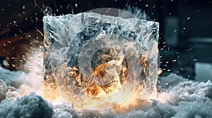 Frozen Fury: An Exquisite Capture of an Exploding Ice Block