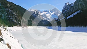 The frozen Gosausee lake, Gosau, Austria