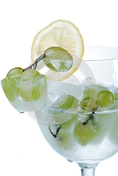 Frozen grapes and lemon Slice