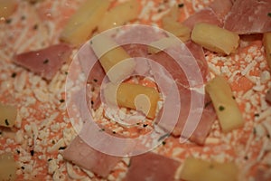 Frozen hawaii pizza with anana macro high quality modern prints fifty megapixels