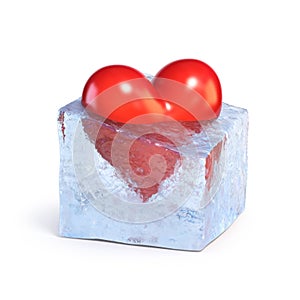 Frozen heart melts down 3d rendering