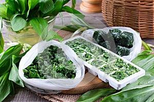 Frozen Herbs on a table