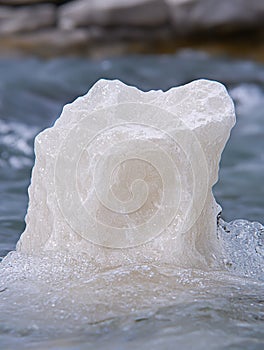 Frozen ice block in water photo