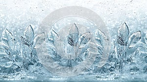 Frozen Ice Crystals Leaf Pattern