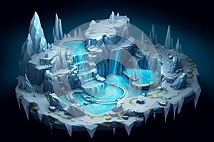 Frozen ice land polar isometric. Generate Ai