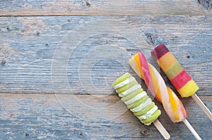 Frozen ice lollies
