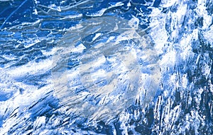 Frozen Ice Shards Flowing In Water With Bubbles