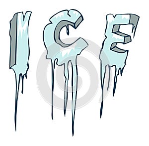 Frozen Ice word, Vector Illustration.