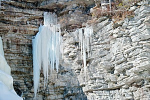 Frozen Icicles at Awosting Falls in Minnewaska State Park. New Paltz, NY
